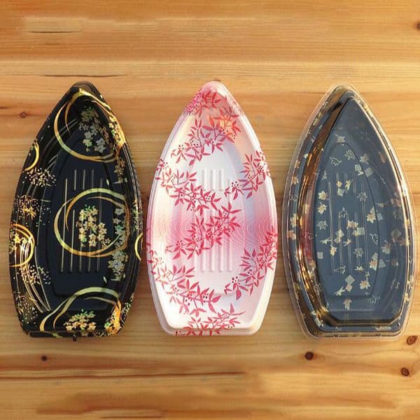 Japanese Boat Style Clear Plastic Sushi Take Away Food Packing Box Dinnerware Container Free Shipping QW9082