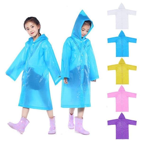 Fashion Waterproof Kids Long Hooded Rainsuit Children'S Thick New Raincoat Poncho Thick Jacket Cover Outdoor Activities Supplies XPBeU