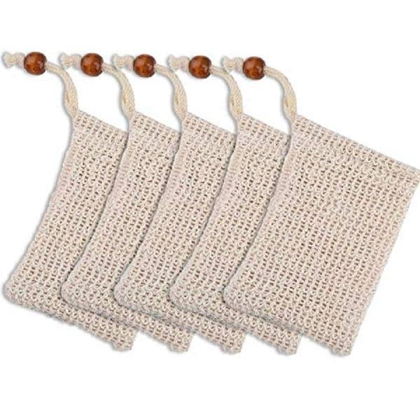 Natural Linen Mesh Soap Bag Pouch for Shower Bath Foaming and Drying of the Soap W9922
