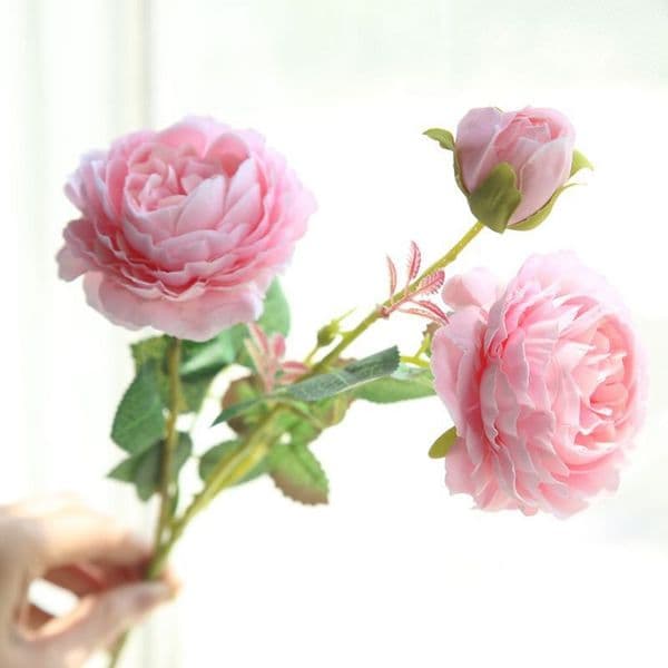 Western Artificial 3 head Wedding Party Home Decor Silk Materials Peony Flower Fake Rose Flowers