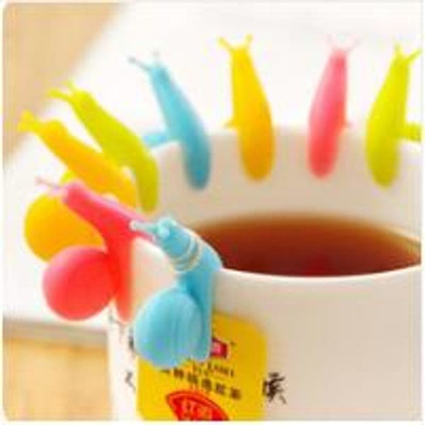 New Arrival Candy Colors Cute Snail Shape Silicone Tea Bag Holder Cup Mug Tea Bag Clip Gift Set 460pcs