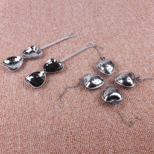 Heart Shaped Tea Infuser Mesh Ball Heart Stainless Steel Tea Strainer Locking Herbal Spice Tea Infuser Spoon Filter With Handle Infusor De Te De Malla Wholesale