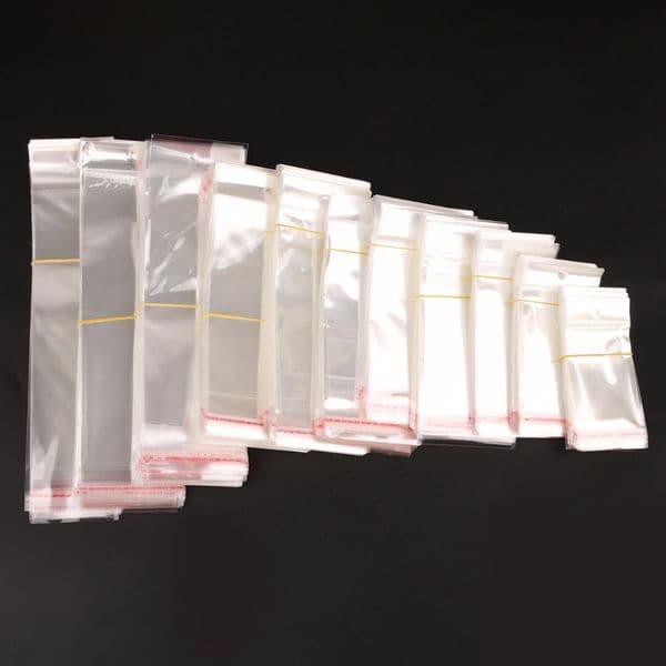 Clear Self Adhesive Seal Plastic Bag Pouch Party Packing Storage Bags Hang Hole
