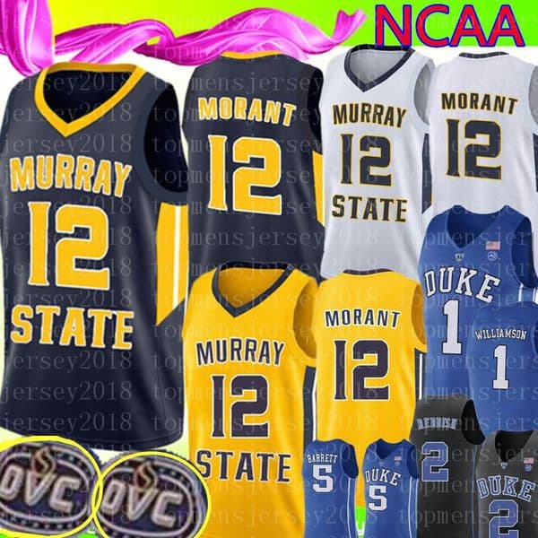 Ja Morant #12 Murray State College Real jersey Mens Yellow White Dark blue Ja Morant Basketball Jerseys Embroidery Logos 2019-2020