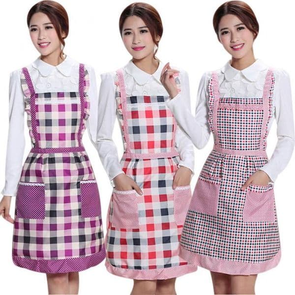 Women Lady Kitchen Apron Dress Restaurant Home Kitchen For Pocket Cooking Funny Cotton Apron Bib Dining Room Barbecue Hot Sale