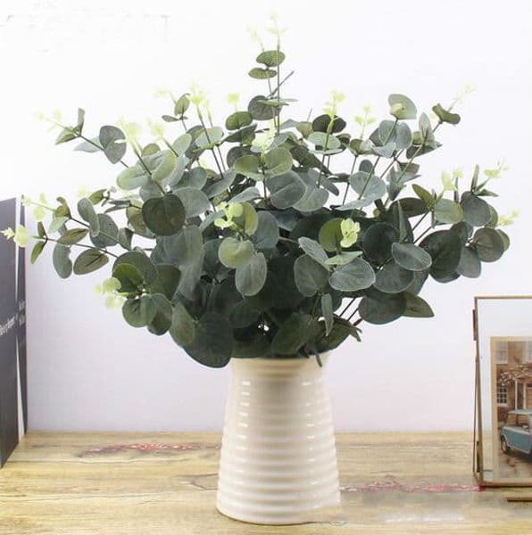 Green Artificial Leaves Large Eucalyptus Leaf Plants Wall Material Decorative Fake Plants For Home Shop Garden Party Decor GA680