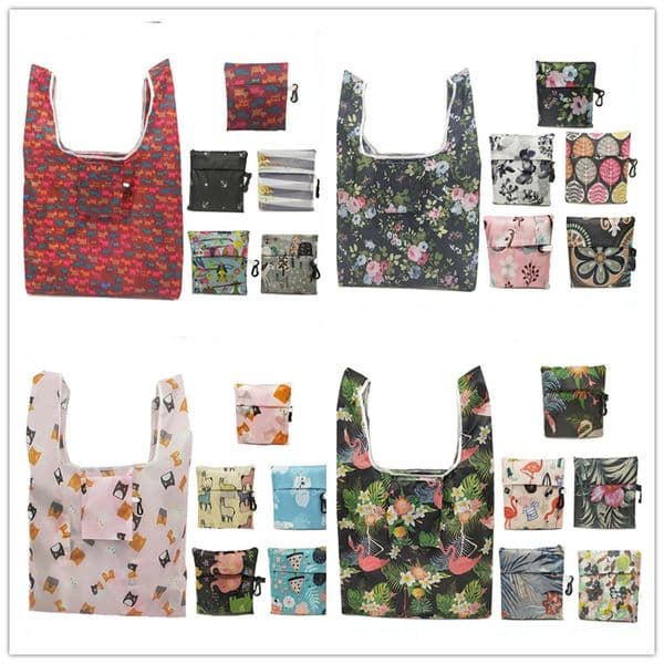 Large Size Foldable Nylon Home Storage Reusable Eco Friendly Folding Grocery Bag Multi function Shopping Tote Bags