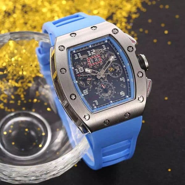 Stainless Steel Men's Wristwatch - Transparent Case, Skeletal Face, Rubber Band 001-4