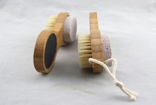Exfoliating Dead Skin Remover Foot Massager Wooden With Natural Boar Bristle And Pumice Stone Feet Brush Sn2316 B2