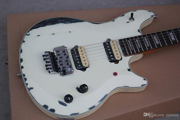 Fábrica de Brancos Personalizado Guitarra Elétrica do Estilo Do Vintage withYellow Mogno Pescoço, Floyd Rose, Captadores HH, oferecendo serv
