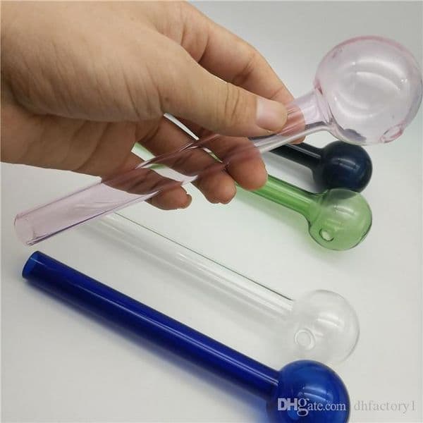 Super big colored Oil Burner Thick 20cm glass pipe colorful glass tube glass puff bowl blue green and all clear free shipping