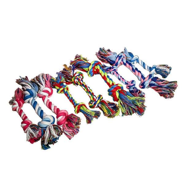 Pets dog Cotton Chews Knot Toys colorful Durable Braided Bone Rope Funny dog cat Toys 18CM