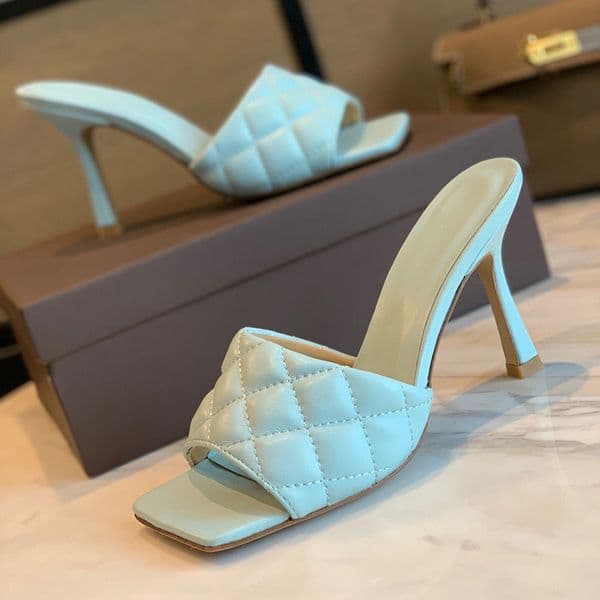 Fashion luxury designer sliders women designer sandals square toe pumps PADDED SANDALS IN NAPPA DREAM party women pumps high heels