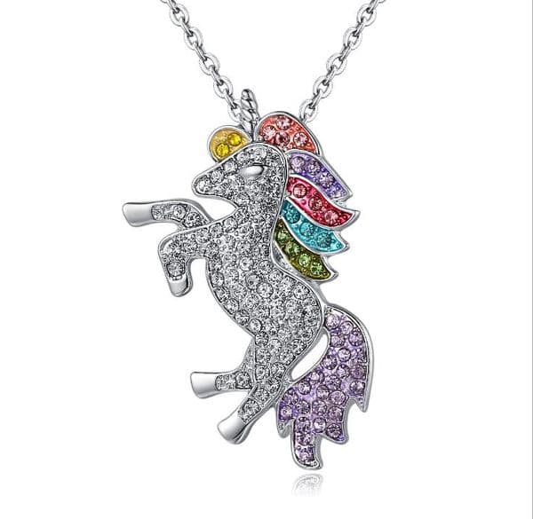 Crystal Unicorn Necklace Silver Gold Diamond Animal Unicorn Necklaces Pendant Women Necklaces Designer Fashion Jewlery Gift GB1423