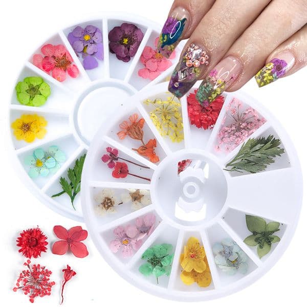 12 Types 3D Dried Flowers Nail Art Decoration DIY Beauty Petal Floral Decal Sticker Dry Flower Gel Polish Accessories