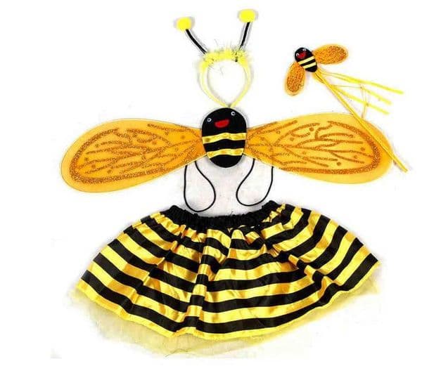 Kids Fairy Ladybug Bee Wing Costume Set Fancy Dress Cosplay Wings Tutu Skirt Wand Headband Girl Boy Event Christmas Stage Performance