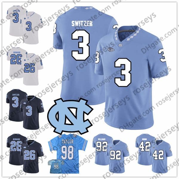 UNC #3 Ryan Switzer 26 Giovani Bernard 98 Lawrence Taylor Sam Howell Retired Football Jersey 4XL