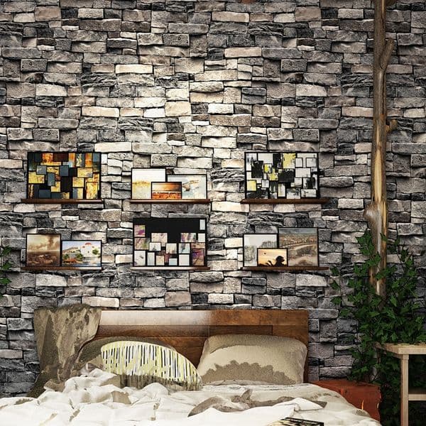 Chinese Retro nostalgic 3D imitation brick PVC TV wall paper pub theme restaurant shop culture stone grey red brick pure wallpaper