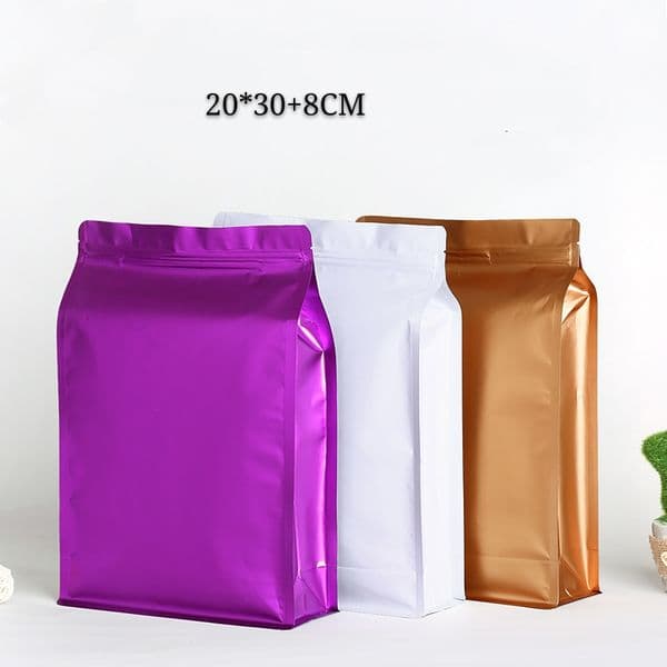Eight sides sealing stand up bags resealabe package zip lock mylar pouches high quality pet food storage matte aluminum foil packing bag
