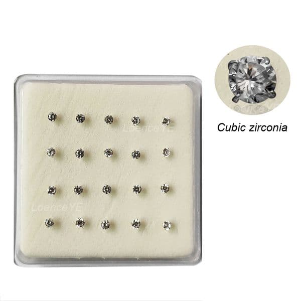 925 sterling silver round cubic zirconia nose stud piercing nariz jewelry 20pcspack