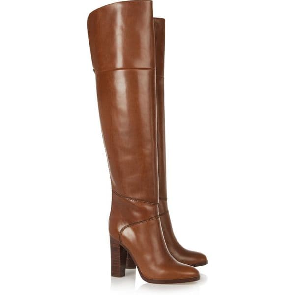 Hot Sale- Brown High Heels Over the Knee Boots Woman Elegant Block Winter Thick Warm Long Boots Side Zip Runway High