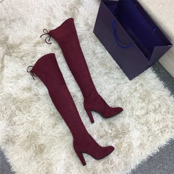 Hot Sale-ual Thigh-High Boots Les chaussures Women's Boots 35 to 42 yards Heel 9cm thin Army Green