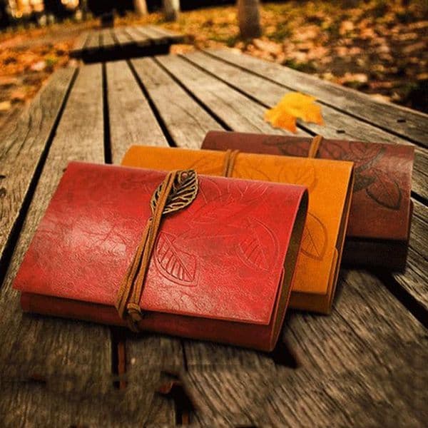 wholesale Students Durable Blank Notebook PU Cover Coils Notepad Book Retro Leaf Travel Diary Books Kraft Journal Spiral Notebooks BC BH1483