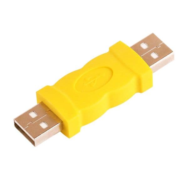 ZJT51 USB Connector Yellow Color New USB 2.0 A Male Plug To A Male Plug Adapter USB M/M Converter