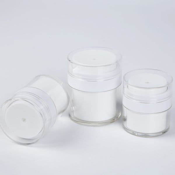 wholesale 15 30g White Simple Airless Cosmetic Bottle 50g Acrylic Vacuum Cream Jar Cosmetics Pump Lotion Container