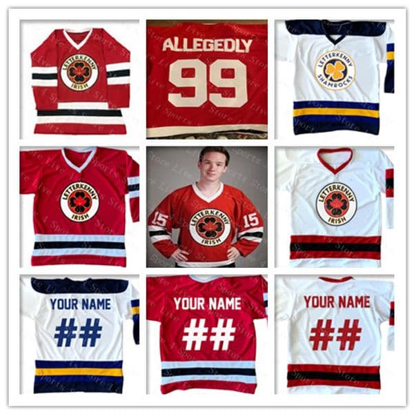 Custom Men's Letterkenny IRISH Jersey Hockey 69 SHORESY 68 REILLY Embroidery Aany Name Any Number Jerseys Red White Navy Alternate 4XL