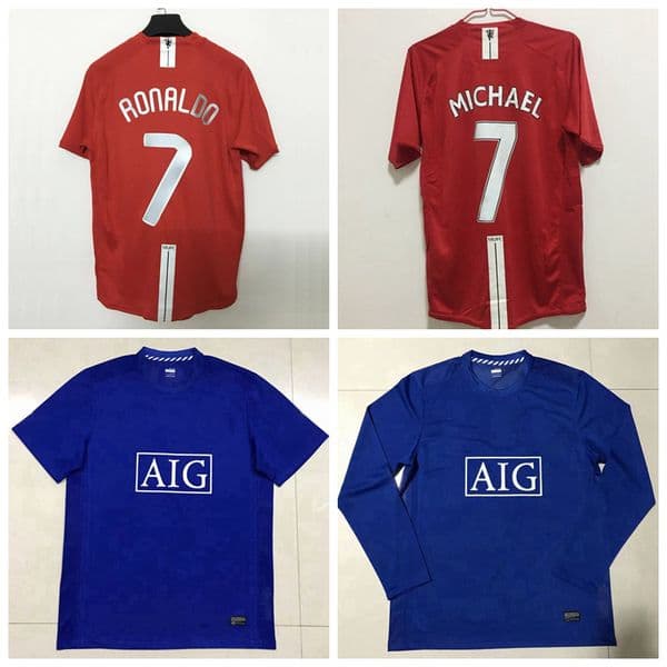 Retro 2007 2008 United soccer jerseys RONALDO ROONEY Manchester home away 07/08 Retro football shirt