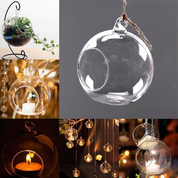 Glass Hanging Candlestick Terrariums Tea Clear Light Candle Holders Wedding Party Home Decor Y260604
