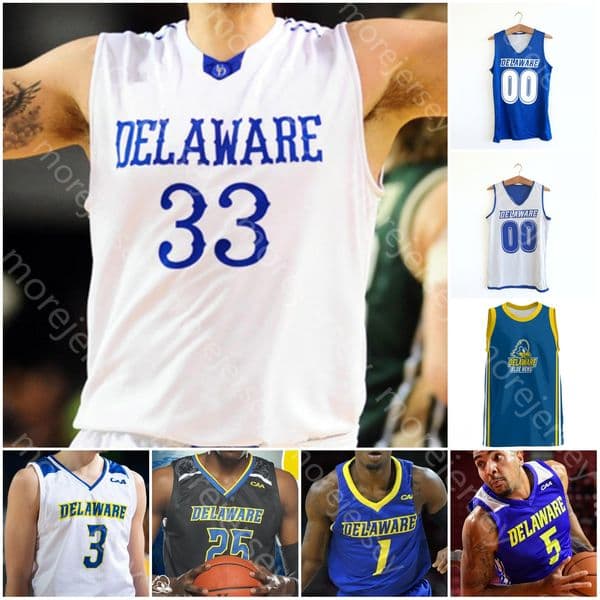 Custom Delaware Blue Hens Basketball Jersey NCAA College Nate Darling Ryan Allen Justyn Mutts Kevin Anderson Collin Goss Aleks Novakovich