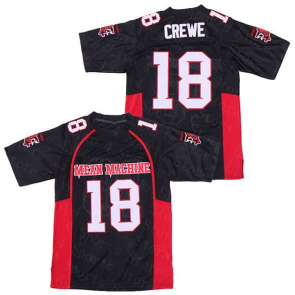 Men's The Longest Yard Paul Crewe Black 18 Jersey Black Movie Mean Machine Adam Sandler Football Movie Jerseys Cheap Wholesale
