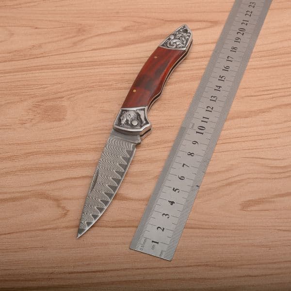 High Quality New Damascus Steel Pocket Folding Knife Drop Point Blade folding knife Rosewood Handle Outdoor EDC Knives Gift Knife