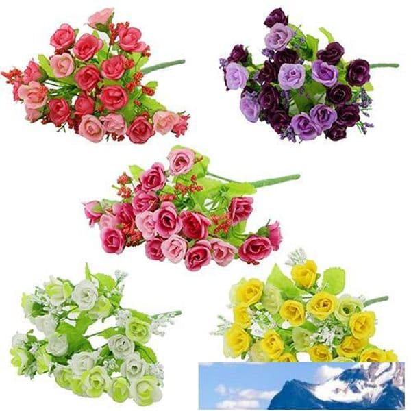 Decorative Flowers 1 Bouquet 21 Head Artifical Fake Rose Weeding Party Home Decor Silk Flower