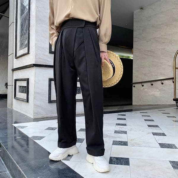 2019 Men's High Waist Western-style Trousers Suit Casual Mens Pants Formal Business Design Cotton Pantalon Slim Fit Homme Pants