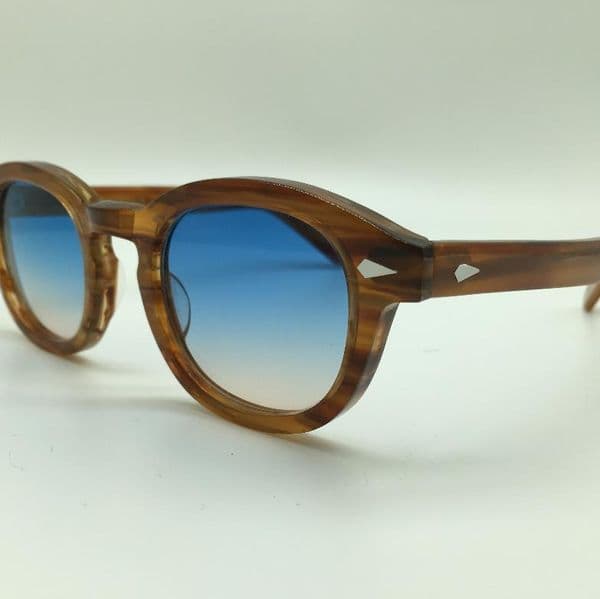 Wholesale-SPEIKE Customized Fashion Lemtosh Johnny Depp style sunglasses high quality Vintage round sun glasses Blue-brown lenses sunglasses