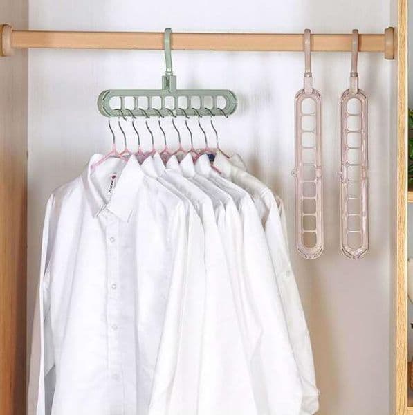 Nine-hole skid-proof clothes hanger plastic multi-functional creative revolving clothes hanger