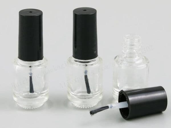 5ml Small Empty Round Nail Polish Glass Bottle 1/6oz Small Brush Nail Art Container with Brush Cap