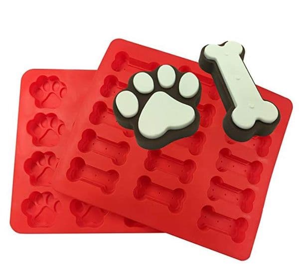 Food Grade Ice Cube Trays Cooler Puppy Paw Bone Rocket Cake Pan Silicone Treats Biscuit Baking Mold Cookie Moulds Cutter red
