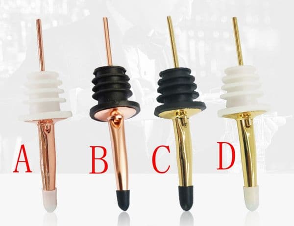 100pcs/lot Stainless steel Rose Gold wine Olive Oil Pourer Dispenser Spout Glass Bottle Pourer Red Wine bottle stopper plug