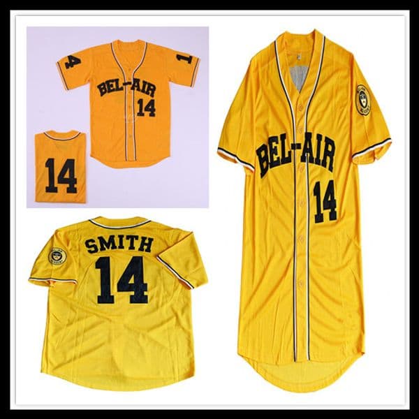 Cheap Men's The Fresh Prince of Bel-Air Academy Baseball #14 Will Smith Jerseys Yellow Stitched Size S-3XL