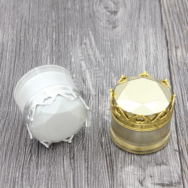 wholesale 15g 20g cosmetic cream bottle jar empty cosmetics container with crown shape cap white gold silver