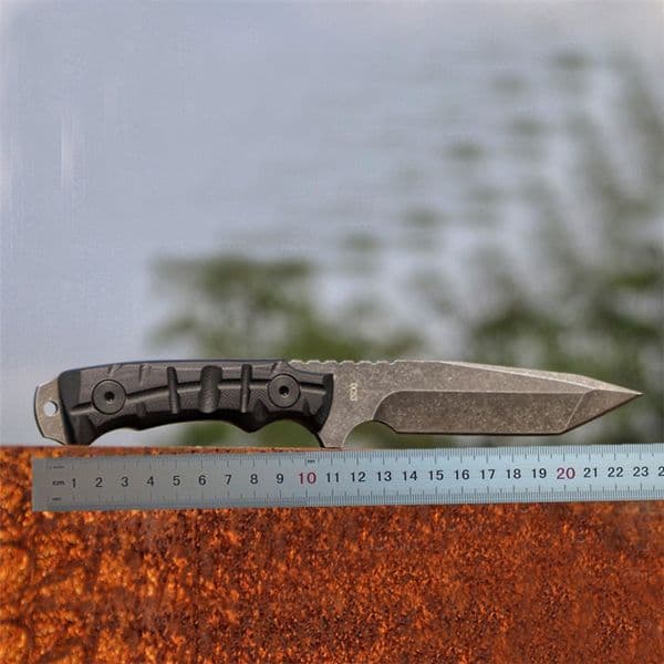 Survival Straight Knife DC53 Black Stone Wash Tanto Blade Full Tang G10 Handle Fixed folding knife Blade Knives With Kydex H5407