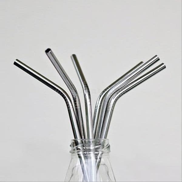 IN Stock! Reusable Eco-Friendly Drinking Straw Straight Bend Metal Straws Bar Family Kitchen For Beer Fruit Juice Drink Party Accessory B2