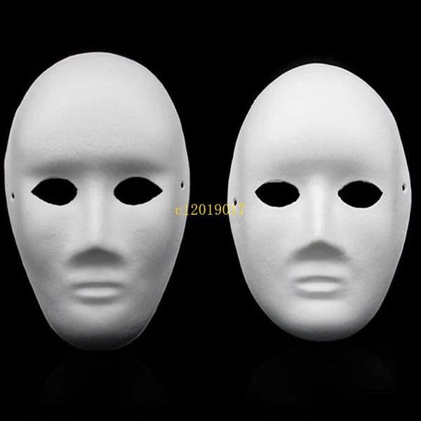 400pcsHalloween Full Face Masks for Adults DIY Hand-Painted Pulp Plaster Covered Paper Mache Blank Mask Wholesale Men Women Plain Party Mask