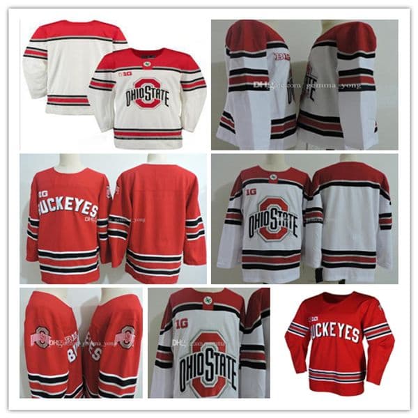 Men's Ohio State Buckeyes Hockey Jerseys 3 Sasha Larocque 72 Dakota Joshua 26 Mason Jobst 7 Wyatt Ege 30 Sean Romeo Embroidery NCAA Jersey