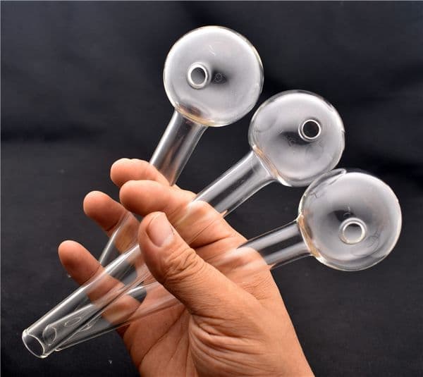 2025 new Cm In Large Pyrex Glass Oil Burner Thick Clear Hand Smoking Pipe Accessories