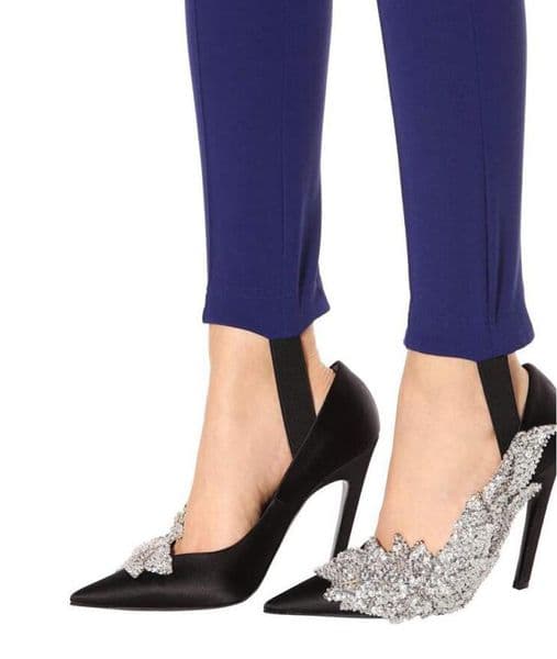 Runway style Rhinestone Women Party Pumps Silk Pointed Toe Stiletto high Heels Elegant Lady Crystal flower Wedding Shoes